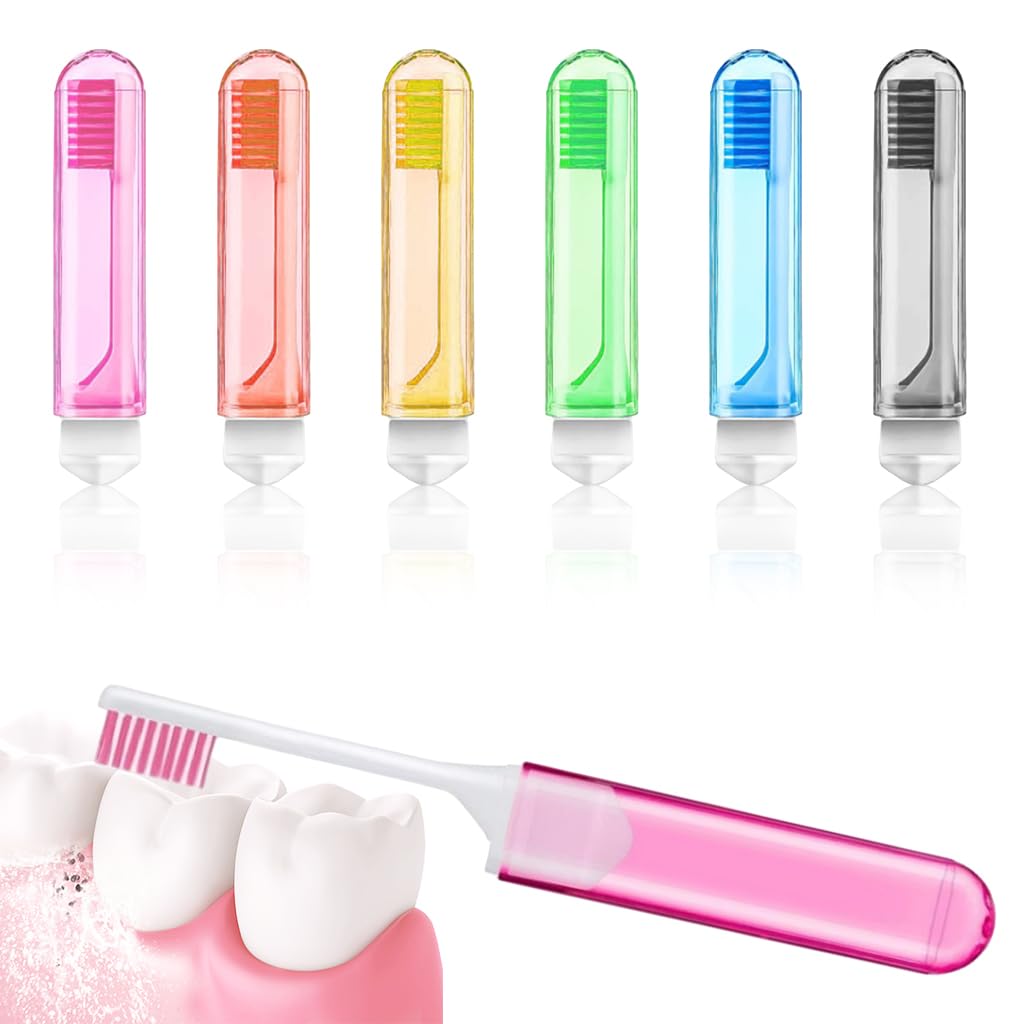 HANNEA® 6Pcs Travel Toothbrush, Folding Mini Toothbrush with Toothbrush Case Soft Potable Travel Size Toothbrush Individually Wrapped Small Toothbrush for Travel Camping HANNEA® 6Pcs Travel Toothbrush, Folding Mini Toothbrush with Toothbrush Case Soft Potable Travel Size Toothbrush Individually Wrapped Small Toothbrush for Travel Camping